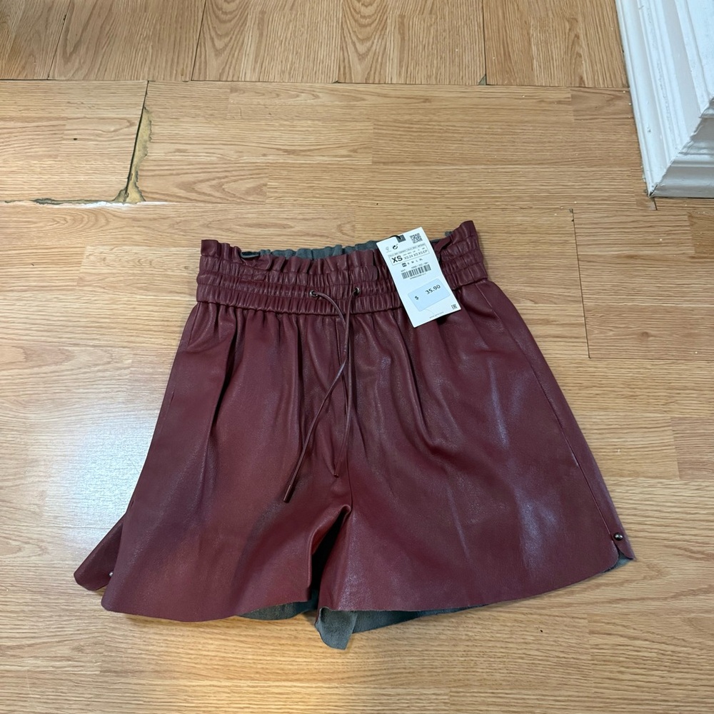 Zara High Waist Maroon Shorts